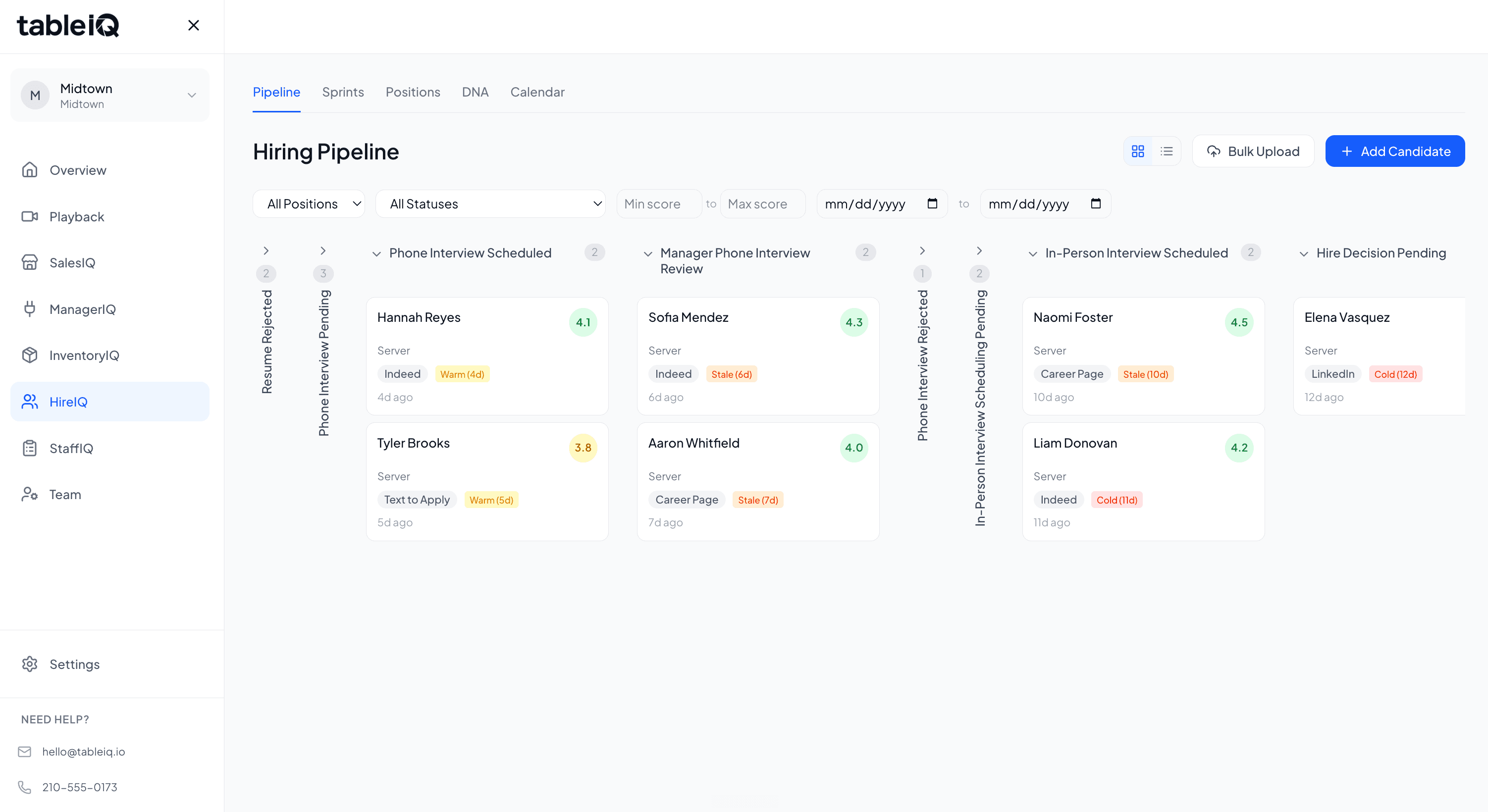 HireIQ dashboard